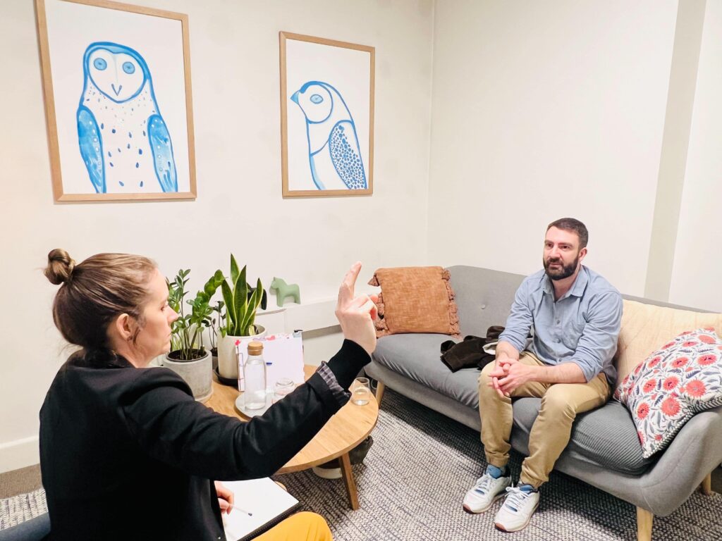 EMDR therapy session in progress at Cova Psychology's Melbourne clinic, where psychologists offer tailored mental health care.